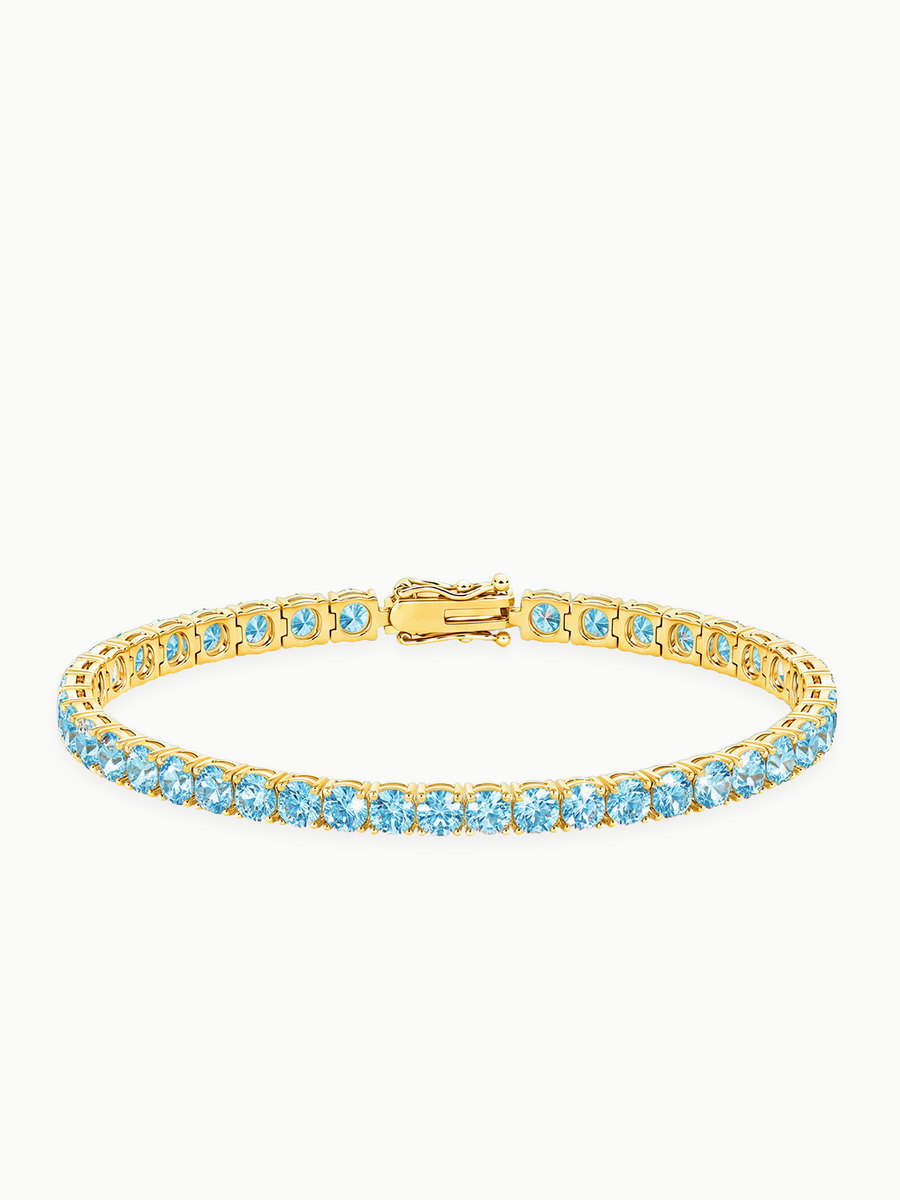 Fancy Blue 4mm (10.00 ctw) Round 4-Prong Lab Grown Diamond Tennis Bracelet