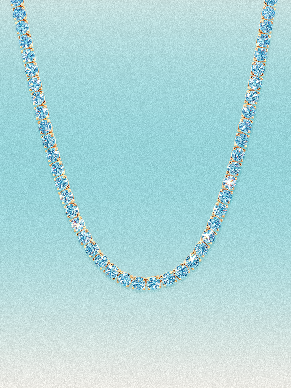 Fancy Blue 4mm (24.00-33.10 ctw) Round 4-Prong Lab Grown Diamond Tennis Necklace