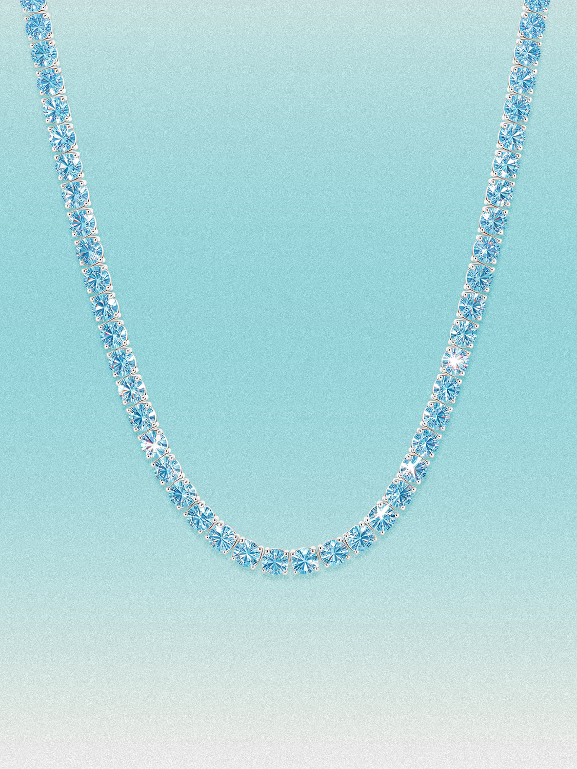 Fancy Blue 4mm (24.00-33.10 ctw) Round 4-Prong Lab Grown Diamond Tennis Necklace