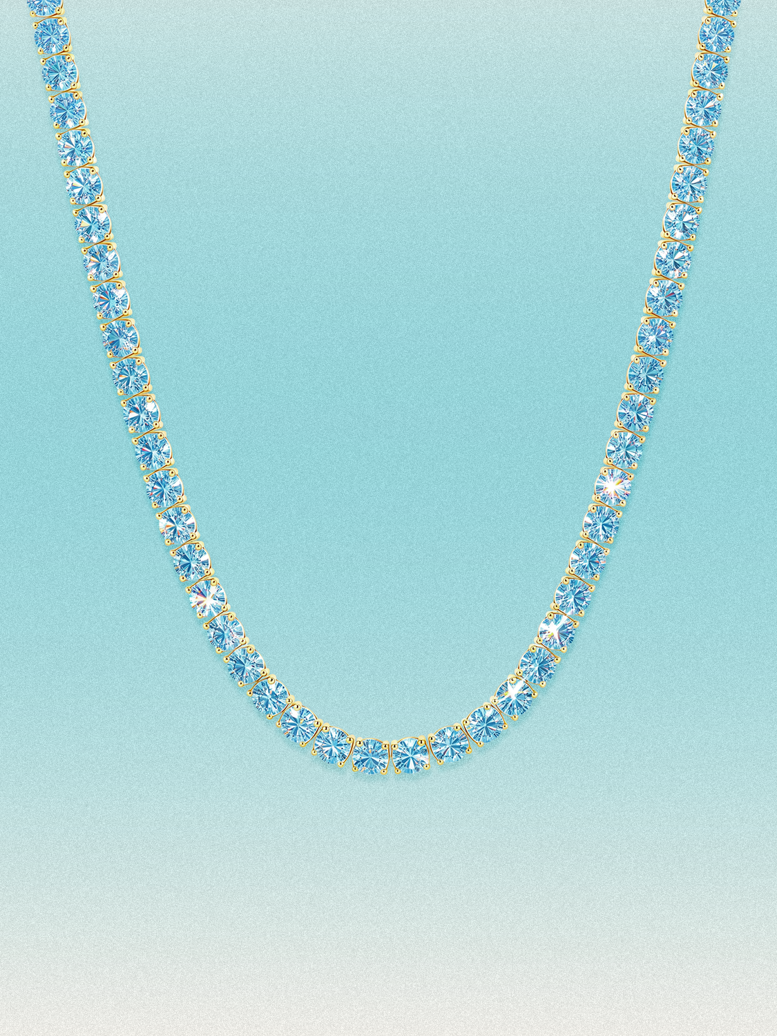 Fancy Blue 4mm (24.00-33.10 ctw) Round 4-Prong Lab Grown Diamond Tennis Necklace
