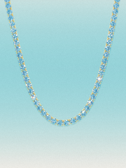 Fancy Blue 4mm (24.00-33.10 ctw) Round 4-Prong Lab Grown Diamond Tennis Necklace