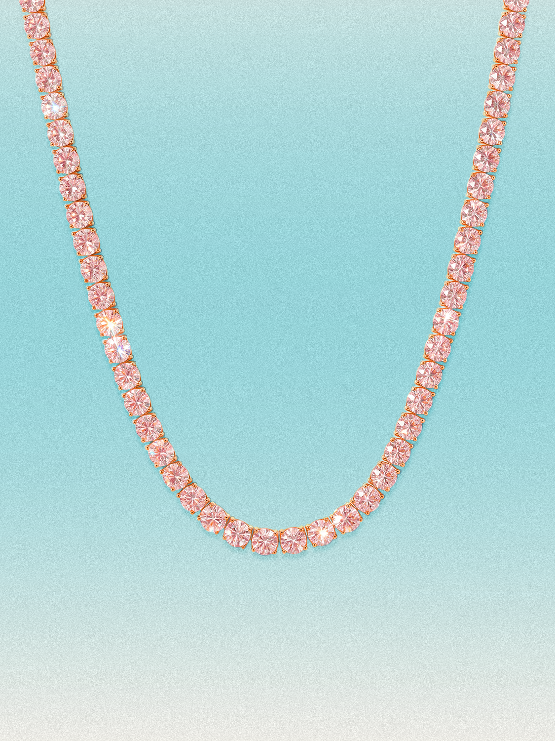 Fancy Pink 4mm (24.00-33.10 ctw) Round 4-Prong Lab Grown Diamond Tennis Necklace