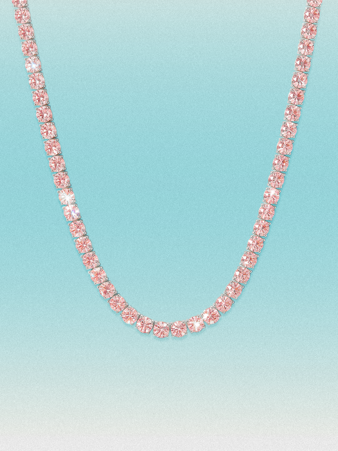 Fancy Pink 4mm (24.00-33.10 ctw) Round 4-Prong Lab Grown Diamond Tennis Necklace