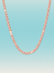 Fancy Pink 4mm (24.00-33.10 ctw) Round 4-Prong Lab Grown Diamond Tennis Necklace