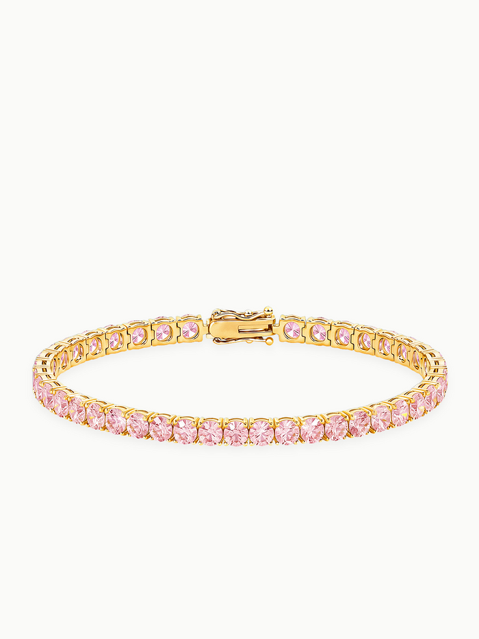 Fancy Pink 4mm (10.00 ctw) Round 4-Prong Lab Grown Diamond Tennis Bracelet