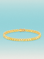 Close-up of the Bow Tie Lab Diamonds Fancy Yellow 4mm (10.00 ctw) Round 4-Prong lab-grown diamond tennis bracelet — round yellow lab-grown diamonds in a 4-prong setting, 10.00 ctw total.