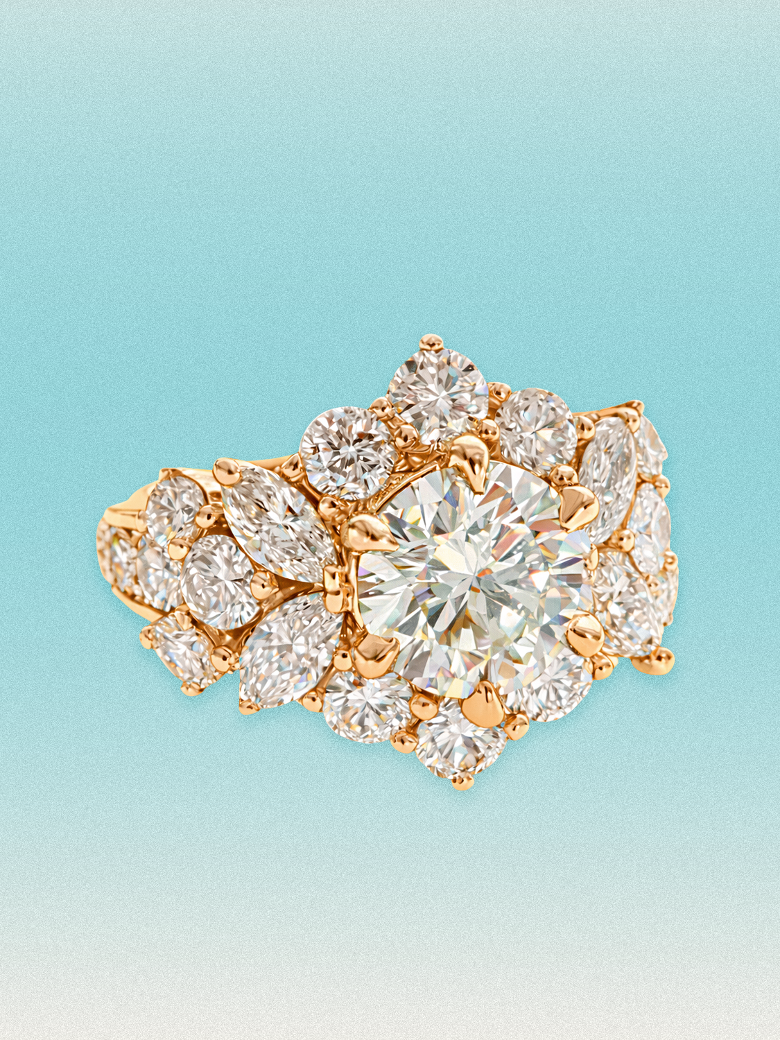 5.00 ctw Round Floral Cluster Halo Lab Grown Diamond Ring