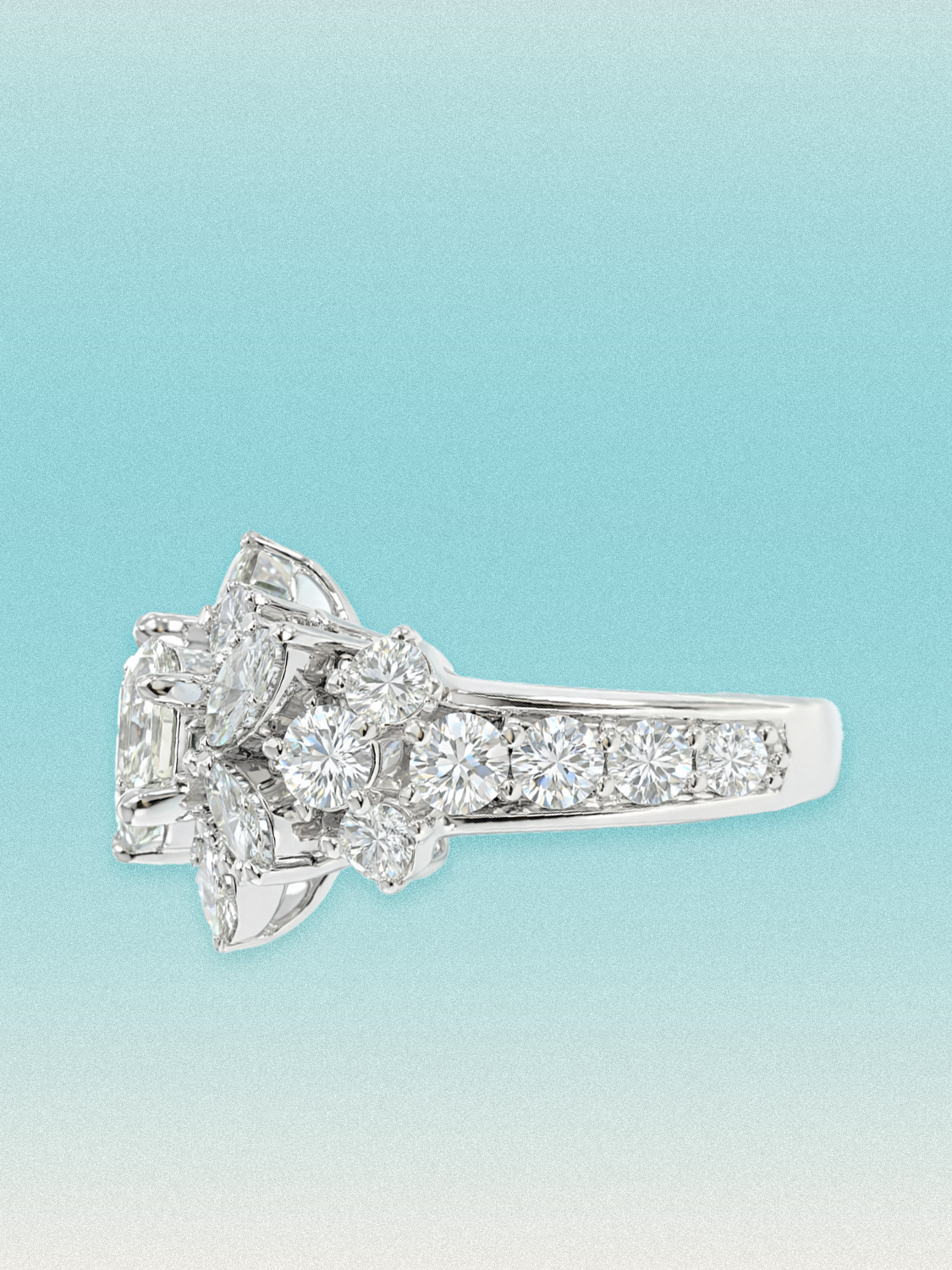 5.00 ctw Round Floral Cluster Halo Lab Grown Diamond Ring