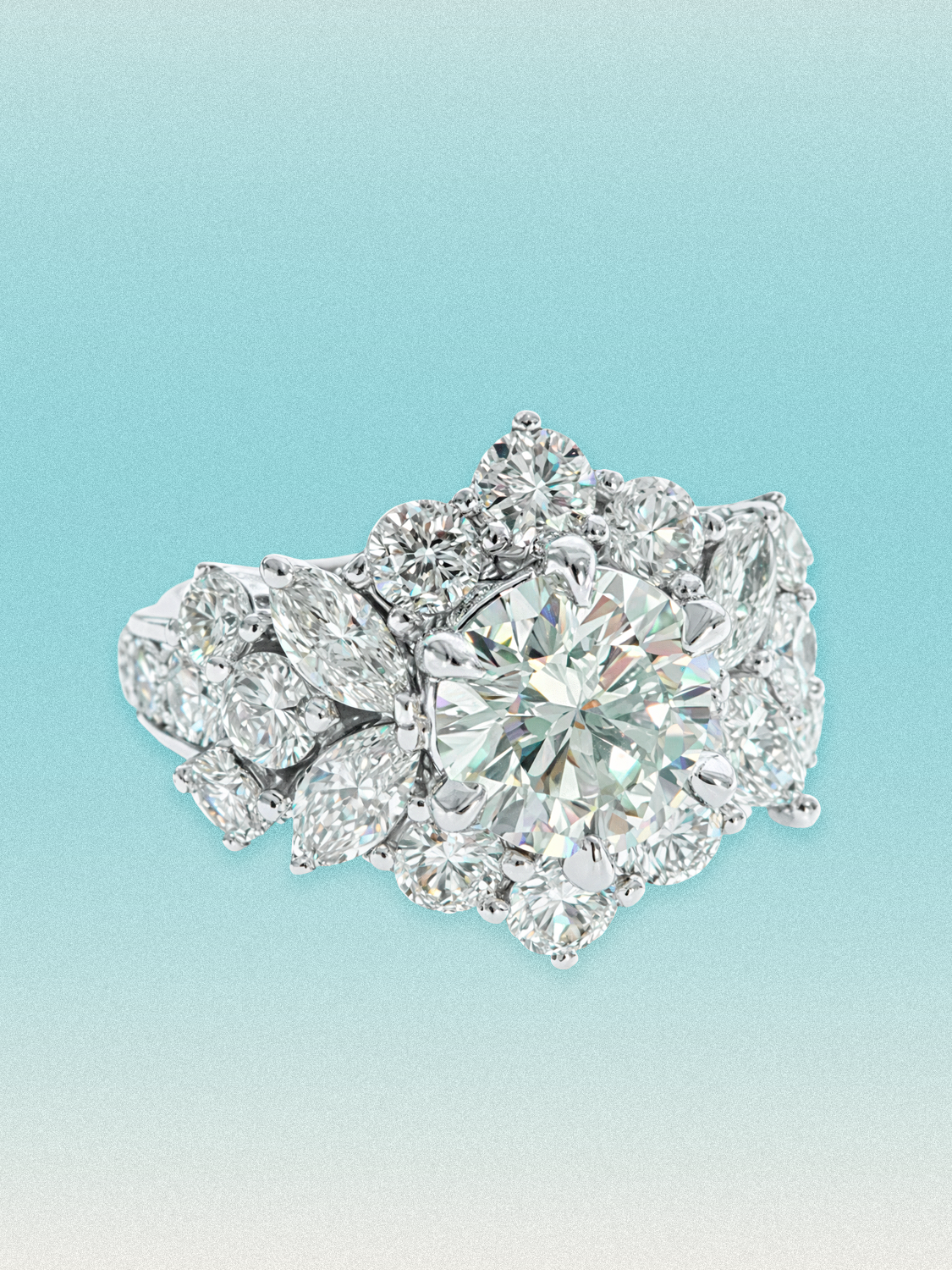 5.00 ctw Round Floral Cluster Halo Lab Grown Diamond Ring