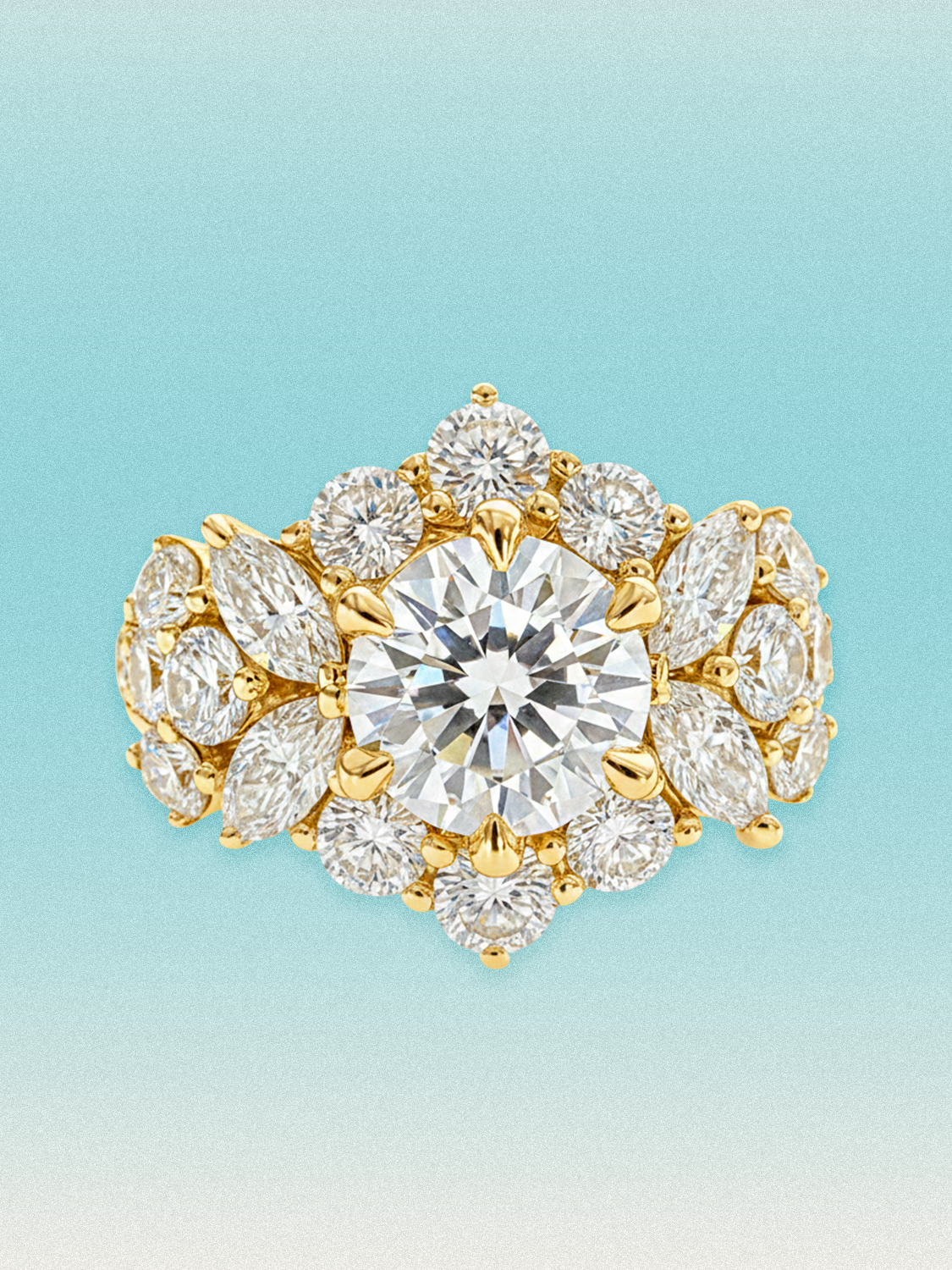 5.00 ctw Round Floral Cluster Halo Lab Grown Diamond Ring