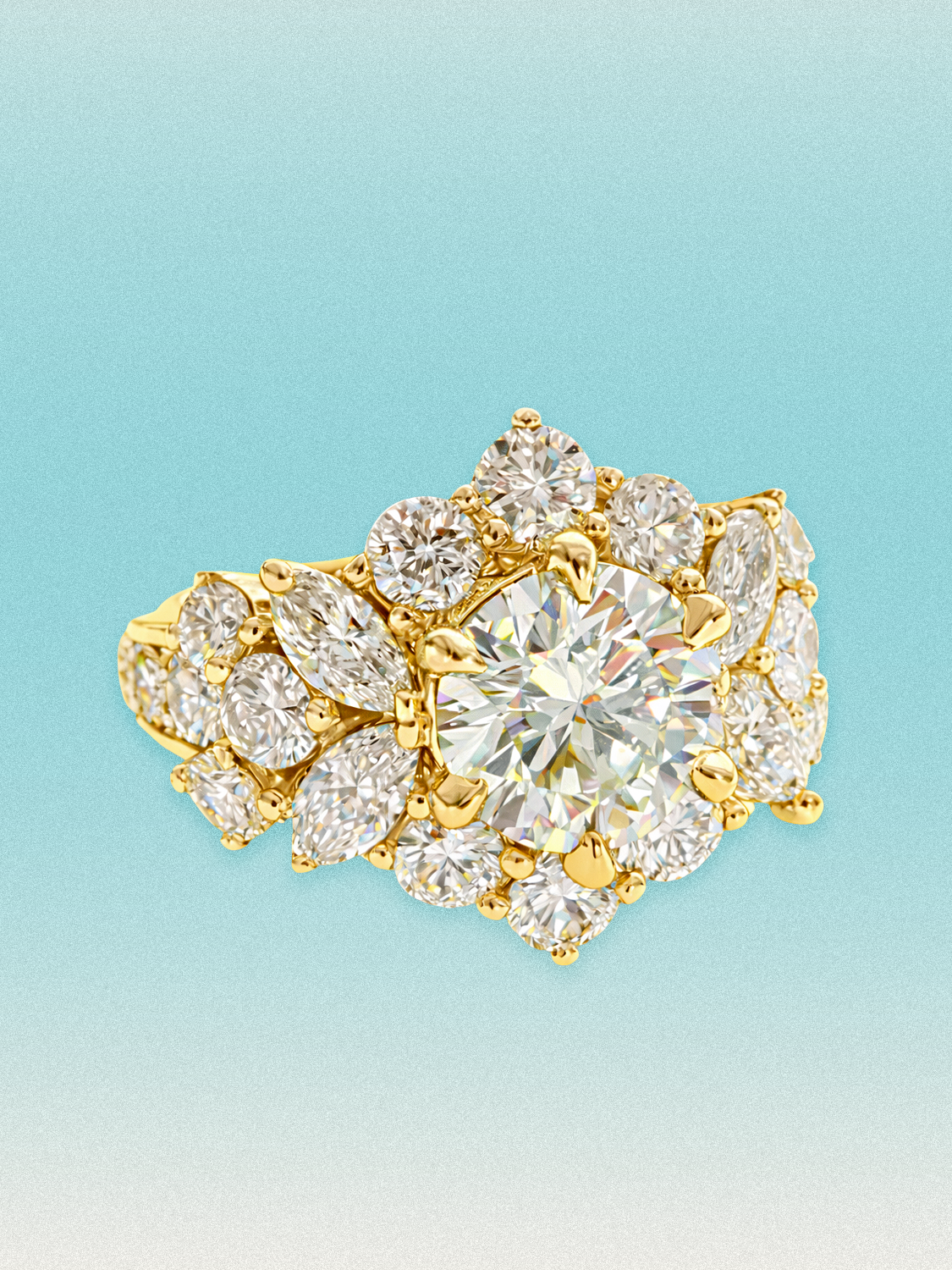 5.00 ctw Round Floral Cluster Halo Lab Grown Diamond Ring