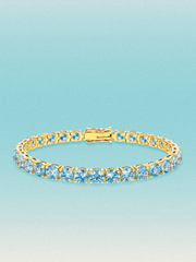 Fancy Blue 5.2mm (17.00 ctw) Round 4-Prong Lab Grown Diamond Tennis Bracelet