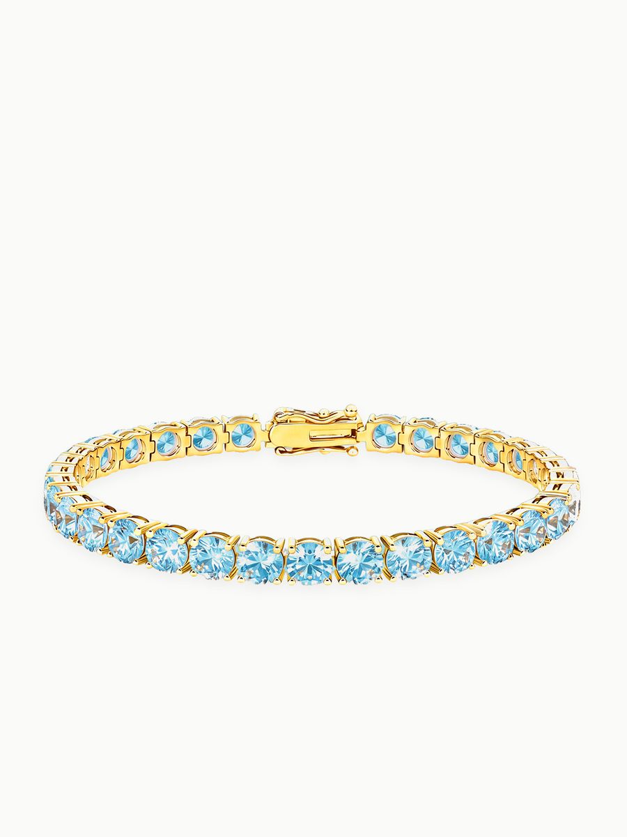Fancy Blue 5.2mm (17.00 ctw) Round 4-Prong Lab Grown Diamond Tennis Bracelet