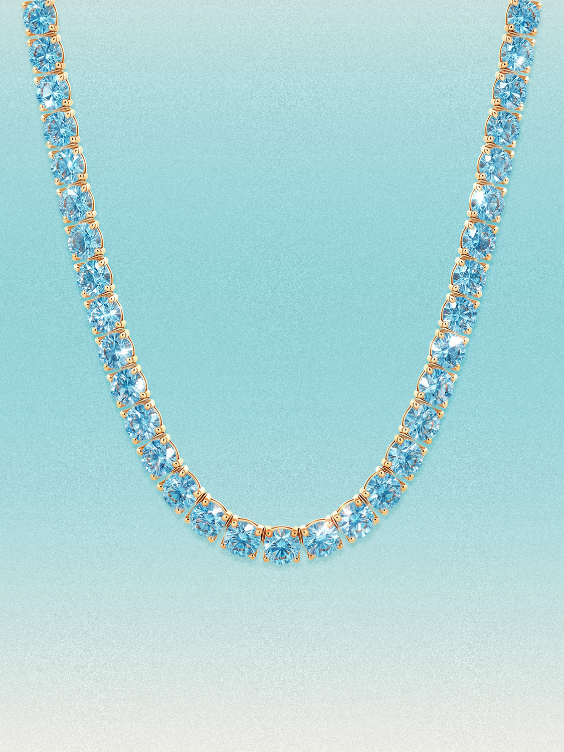 Fancy Blue 5.2mm (48.50 ctw) Round 4-Prong Lab Grown Diamond Tennis Necklace