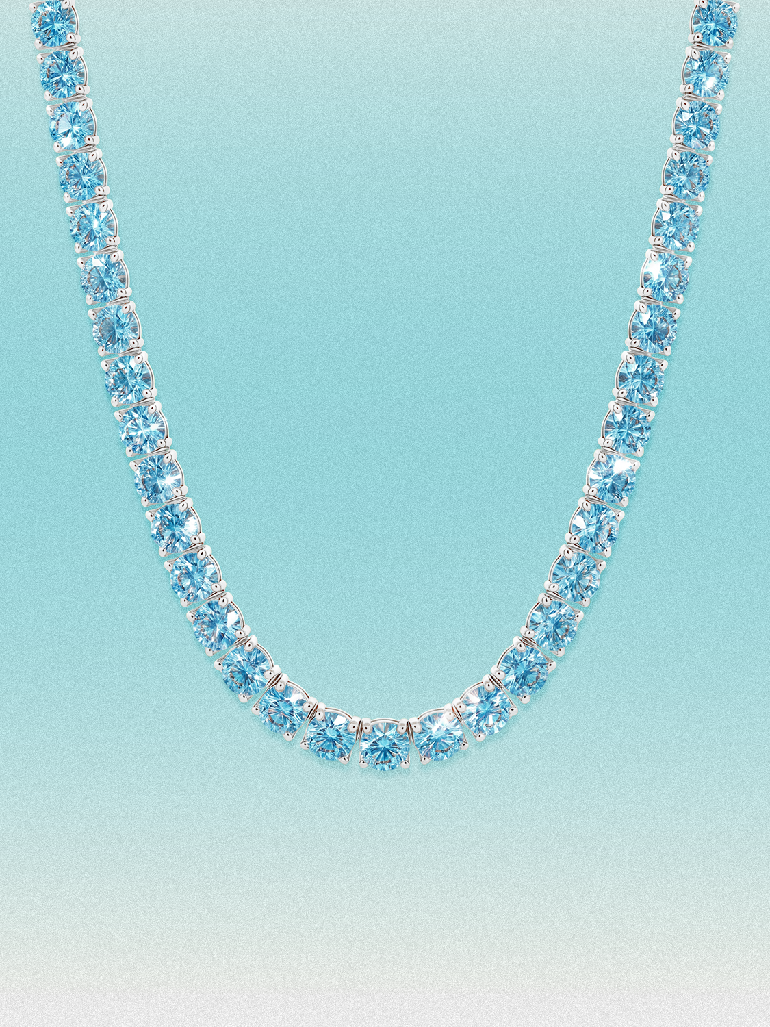 Fancy Blue 5.2mm (48.50 ctw) Round 4-Prong Lab Grown Diamond Tennis Necklace
