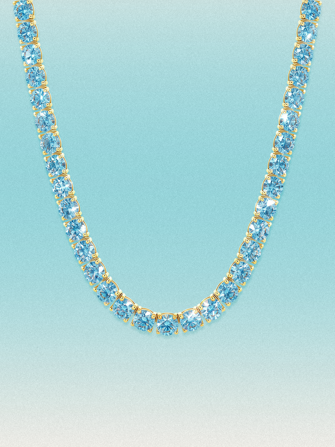Fancy Blue 5.2mm (48.50 ctw) Round 4-Prong Lab Grown Diamond Tennis Necklace