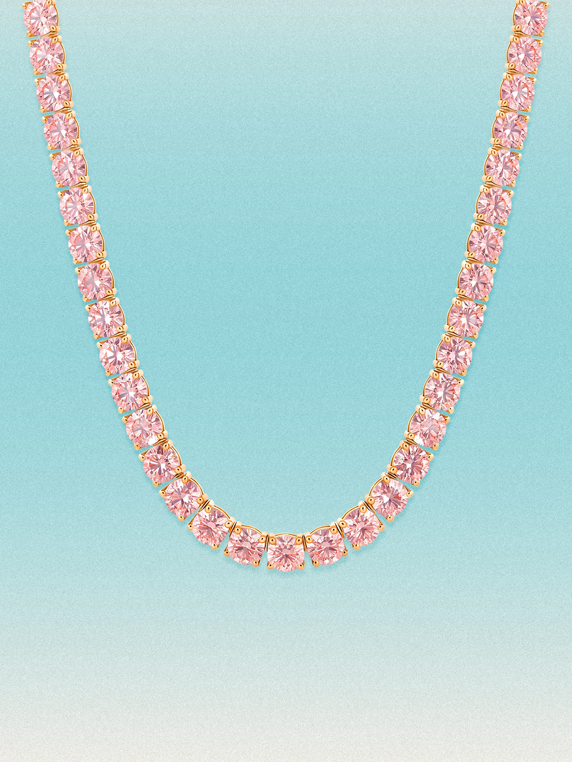 Fancy Pink 5.2mm (48.50 ctw) Round 4-Prong Lab Grown Diamond Tennis Necklace