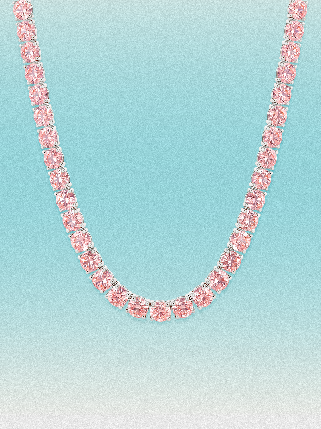 Fancy Pink 5.2mm (48.50 ctw) Round 4-Prong Lab Grown Diamond Tennis Necklace