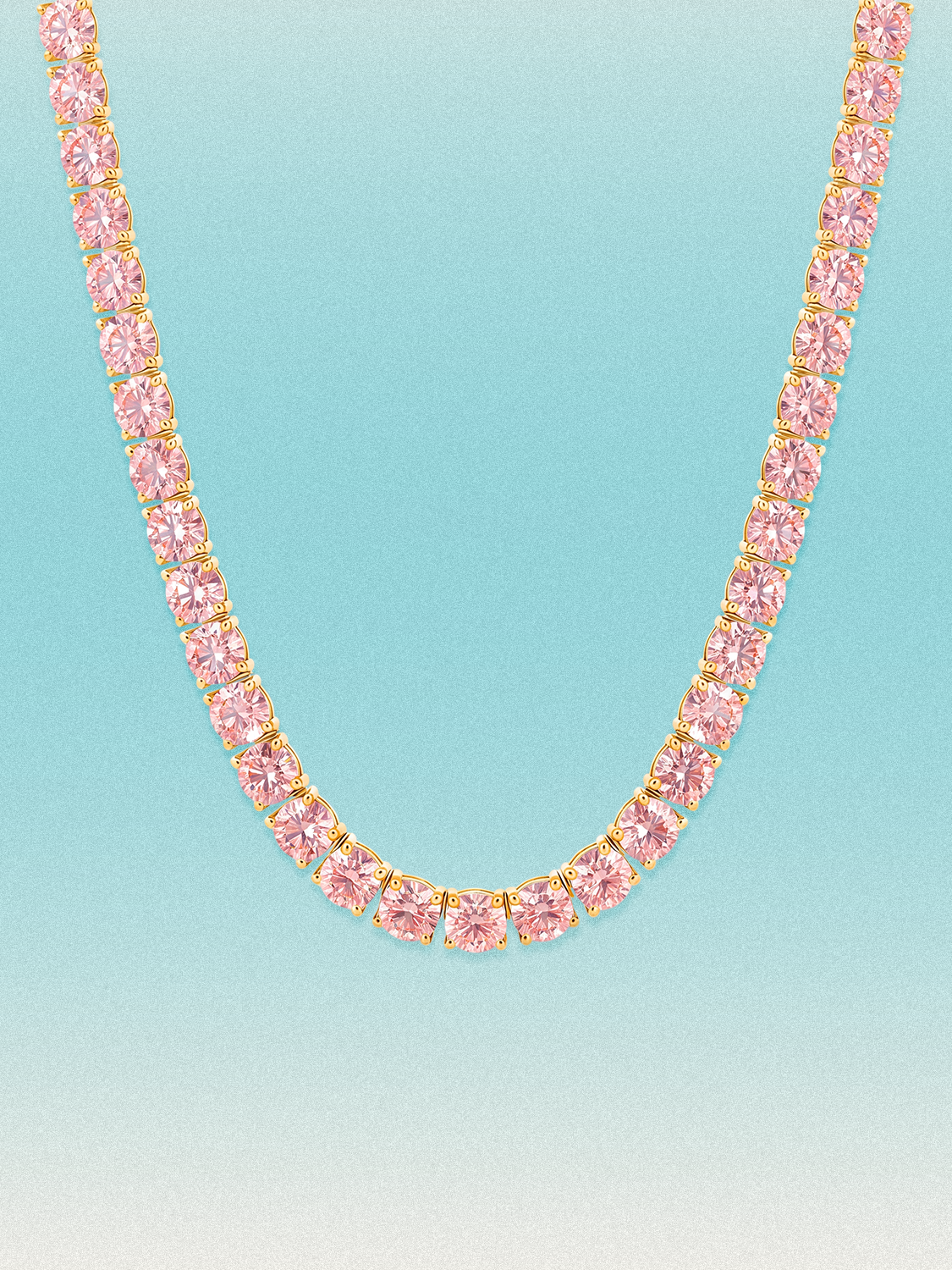Fancy Pink 5.2mm (48.50 ctw) Round 4-Prong Lab Grown Diamond Tennis Necklace