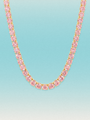 Fancy Pink 5.2mm (48.50 ctw) Round 4-Prong Lab Grown Diamond Tennis Necklace