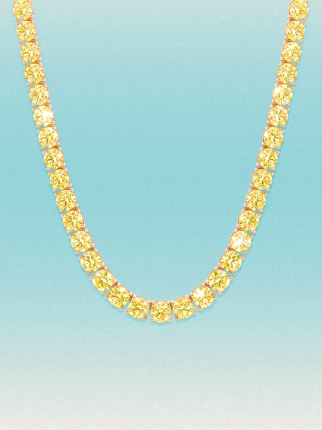 Fancy Yellow 5.2mm (48.50 ctw) Round 4-Prong Lab Grown Diamond Tennis Necklace