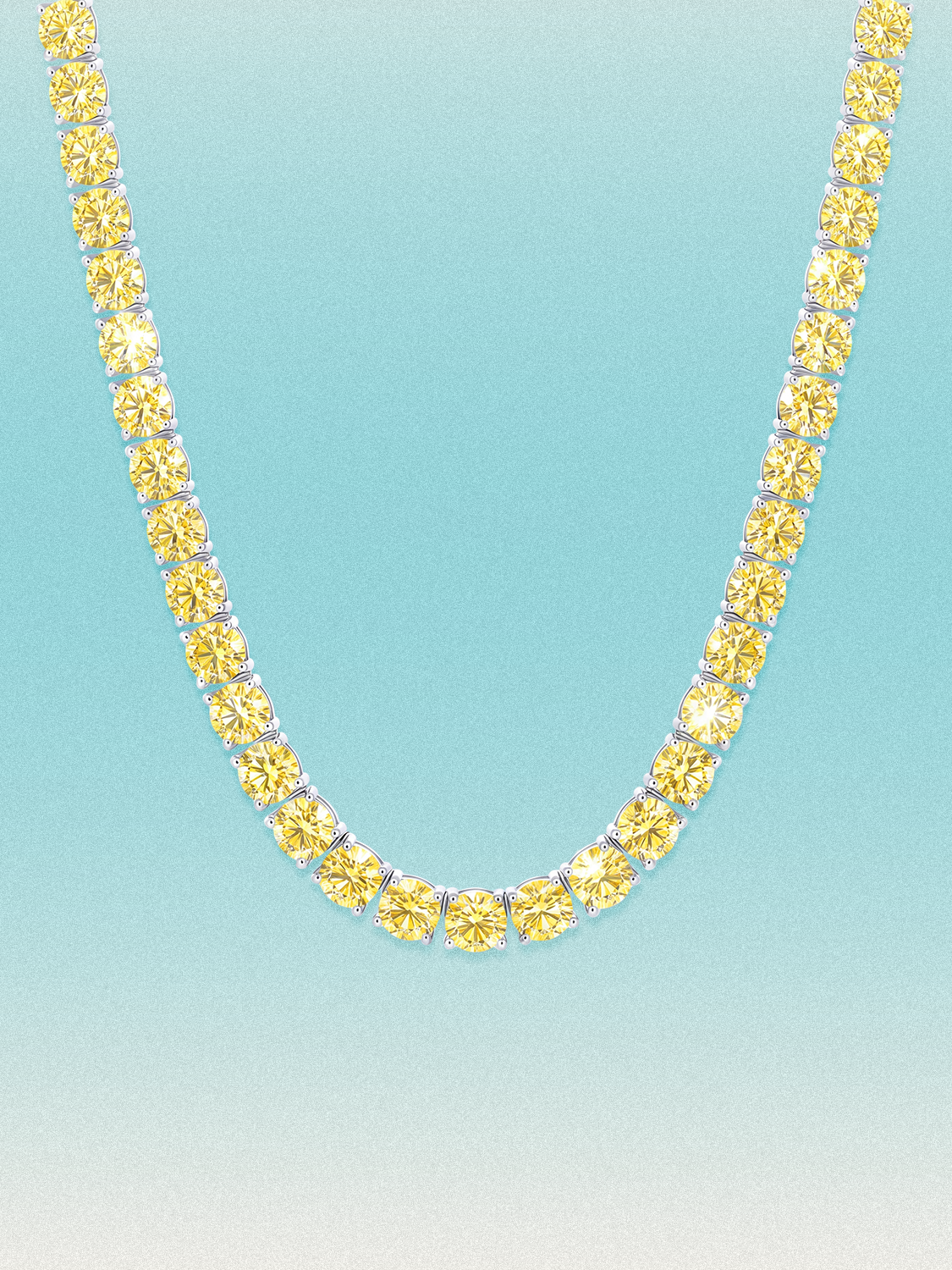 Fancy Yellow 5.2mm (48.50 ctw) Round 4-Prong Lab Grown Diamond Tennis Necklace