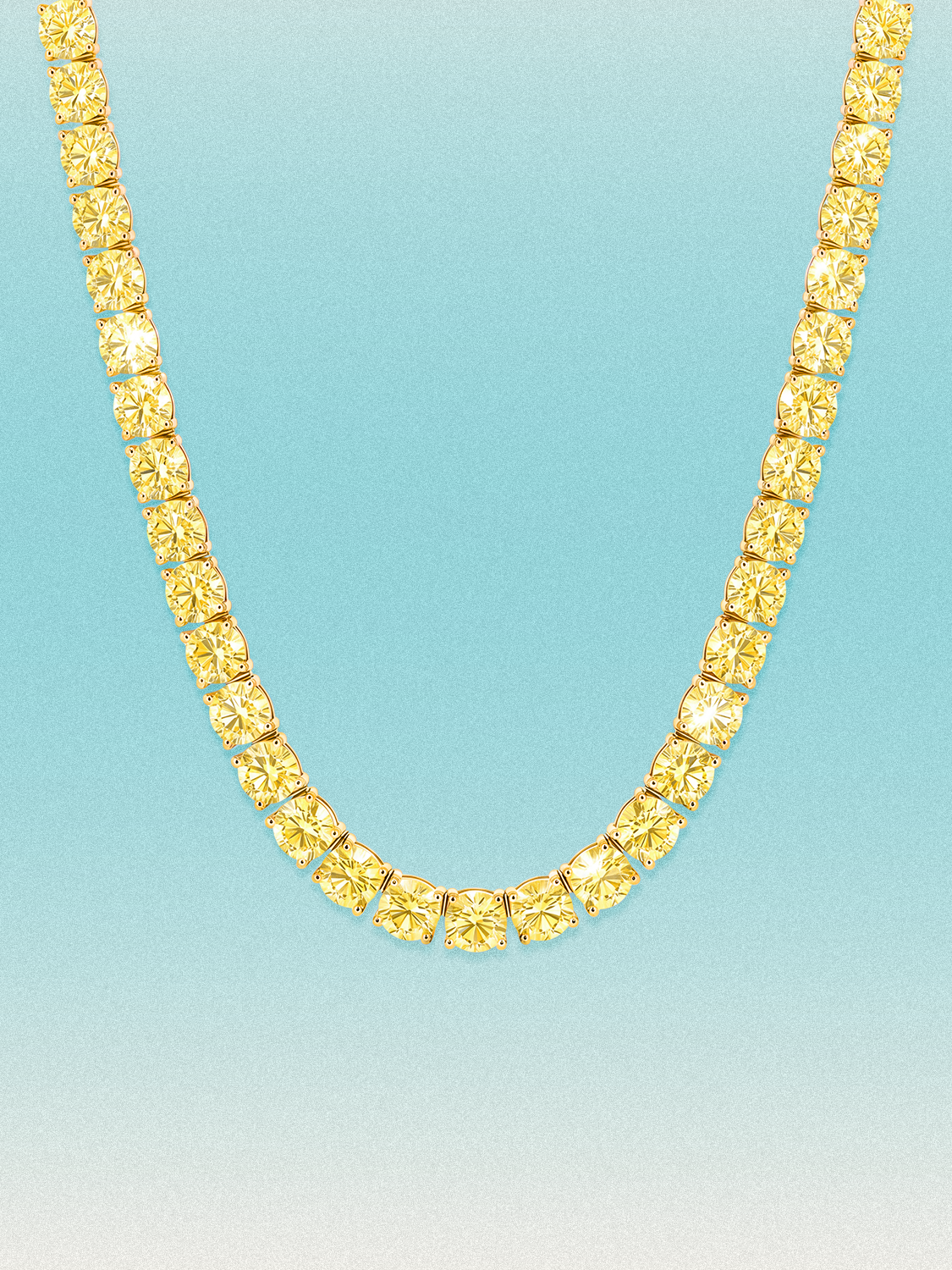 Fancy Yellow 5.2mm (48.50 ctw) Round 4-Prong Lab Grown Diamond Tennis Necklace