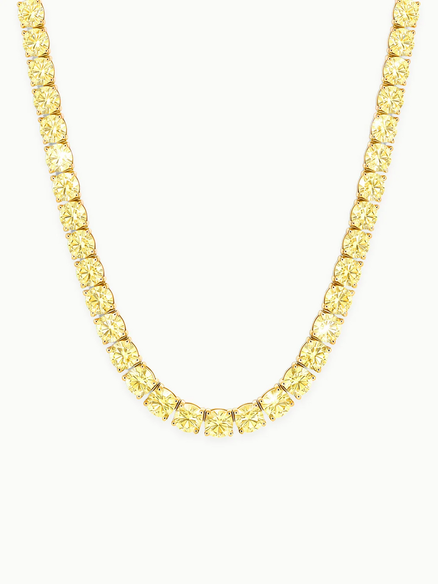 Fancy Yellow 5.2mm (48.50 ctw) Round 4-Prong Lab Grown Diamond Tennis Necklace