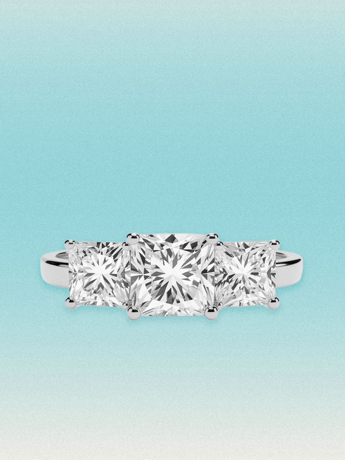 5.50 ctw Princess Three Stone Lab Grown Diamond Engagement Ring