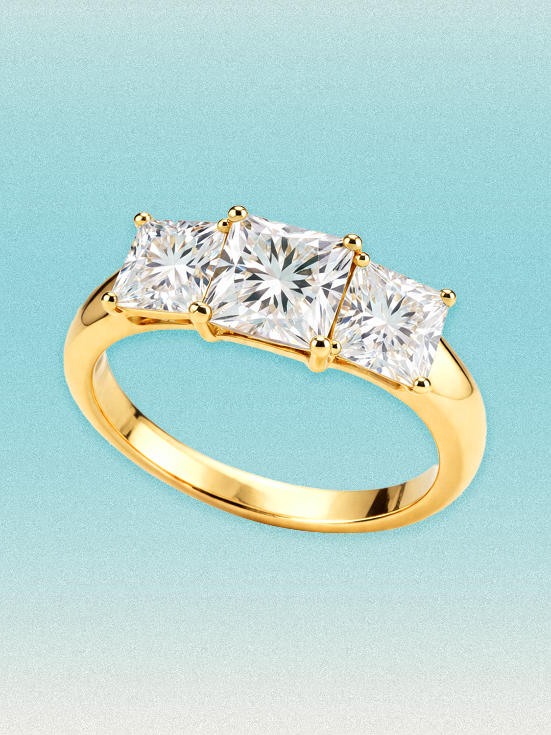 5.50 ctw Princess Three Stone Lab Grown Diamond Engagement Ring