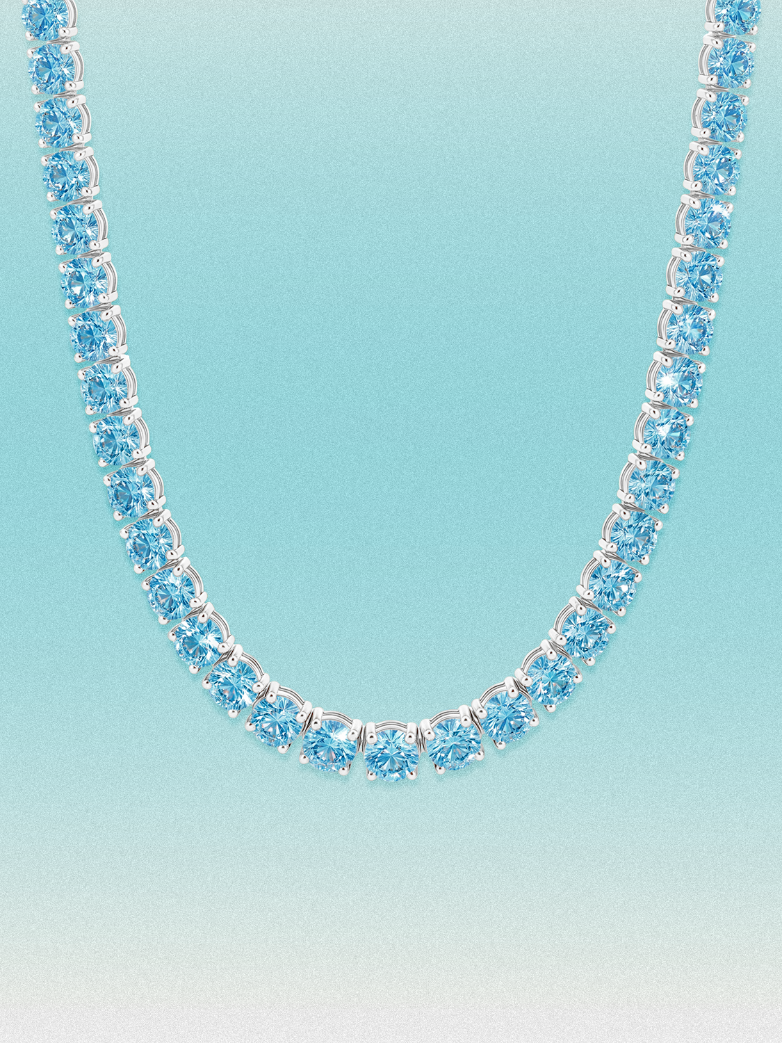 Fancy Blue 5.8mm (58.00-63.50 ctw) Round 4-Prong Lab Grown Diamond Tennis Necklace