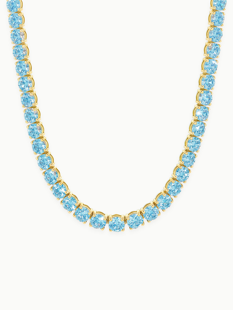 Fancy Blue 5.8mm (58.00-63.50 ctw) Round 4-Prong Lab Grown Diamond Tennis Necklace