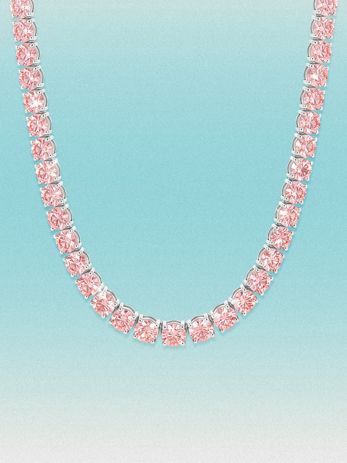 Fancy Pink 5.8mm (58.00-63.50 ctw) Round 4-Prong Lab Grown Diamond Tennis Necklace