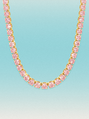 Fancy Pink 5.8mm (58.00-63.50 ctw) Round 4-Prong Lab Grown Diamond Tennis Necklace