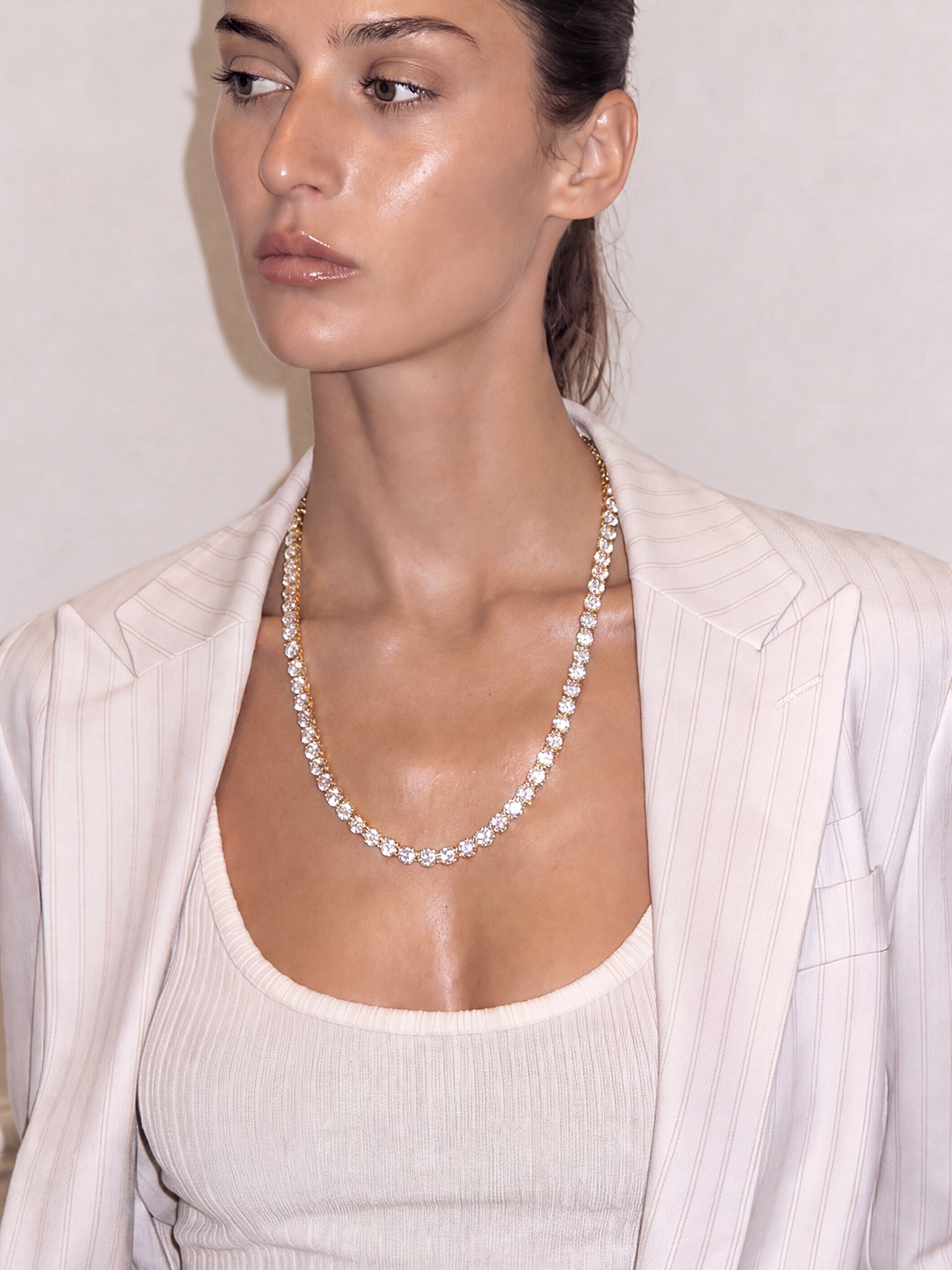 5.8mm (58.00-63.50 ctw) Round 4-Prong Lab Grown Diamond Tennis Necklace