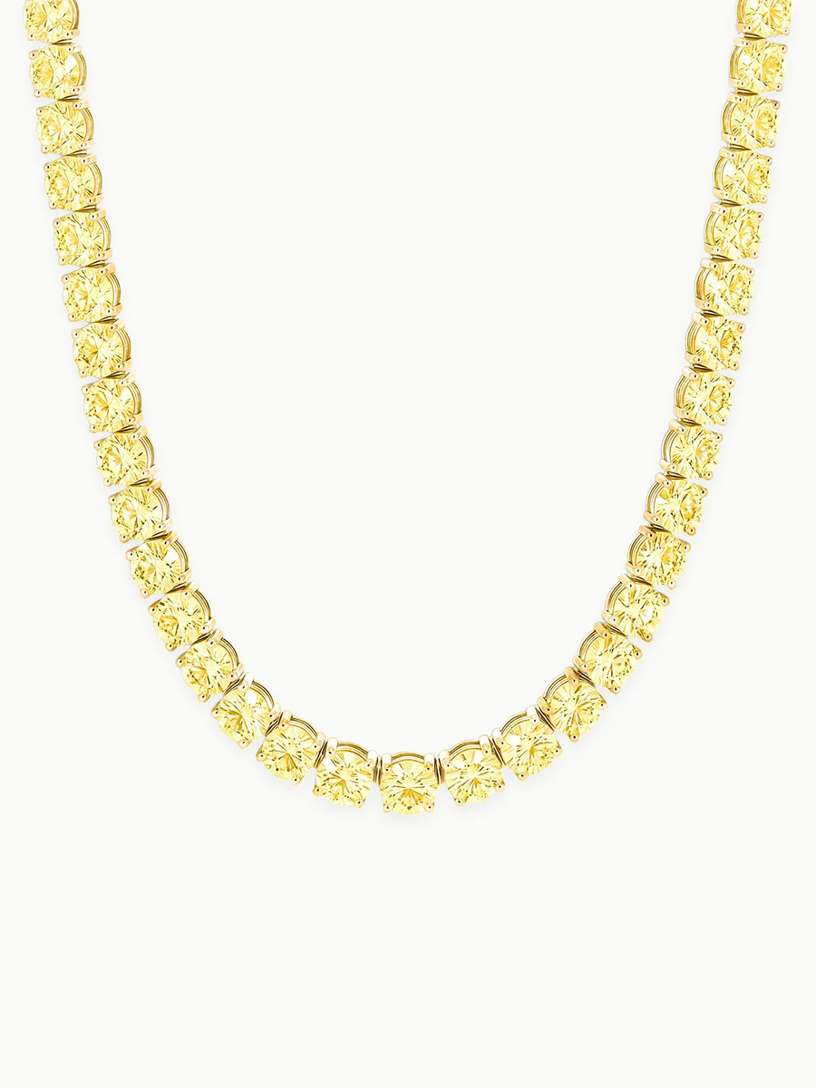 Fancy Yellow 5.8mm (58.00-63.50 ctw) Round 4-Prong Lab Grown Diamond Tennis Necklace