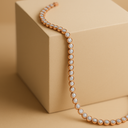 Bezel Tennis Necklace 14K (16 inch)