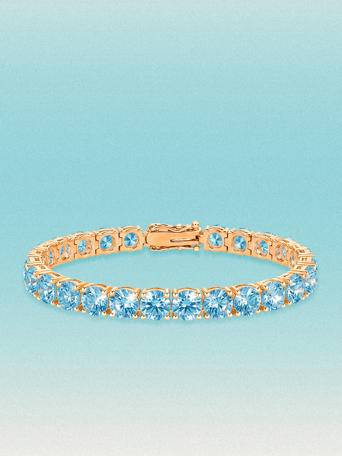 Fancy Blue 6.35mm (26.00 ctw) Round 4-Prong Lab Grown Diamond Tennis Bracelet