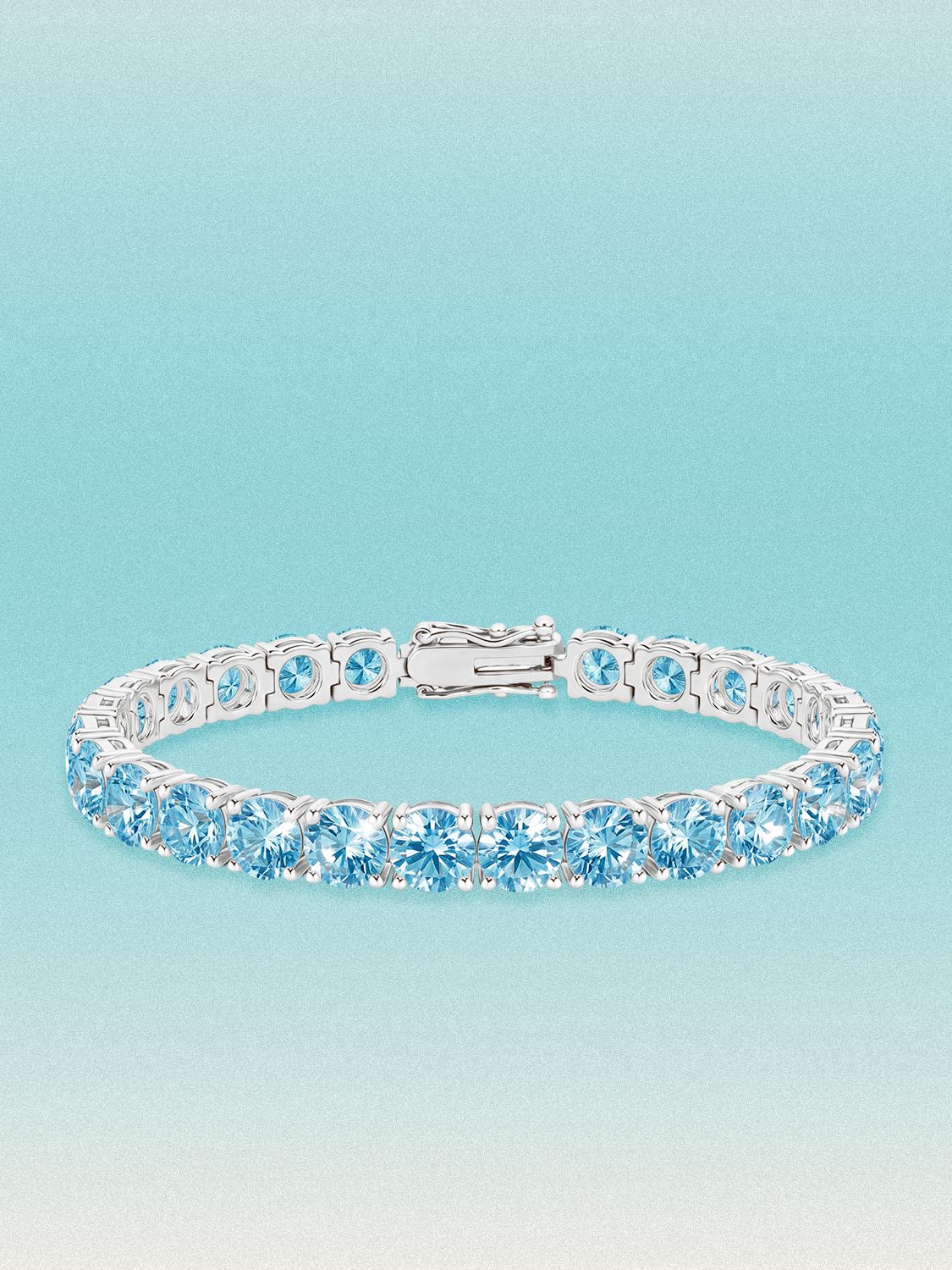 Fancy Blue 6.35mm (26.00 ctw) Round 4-Prong Lab Grown Diamond Tennis Bracelet