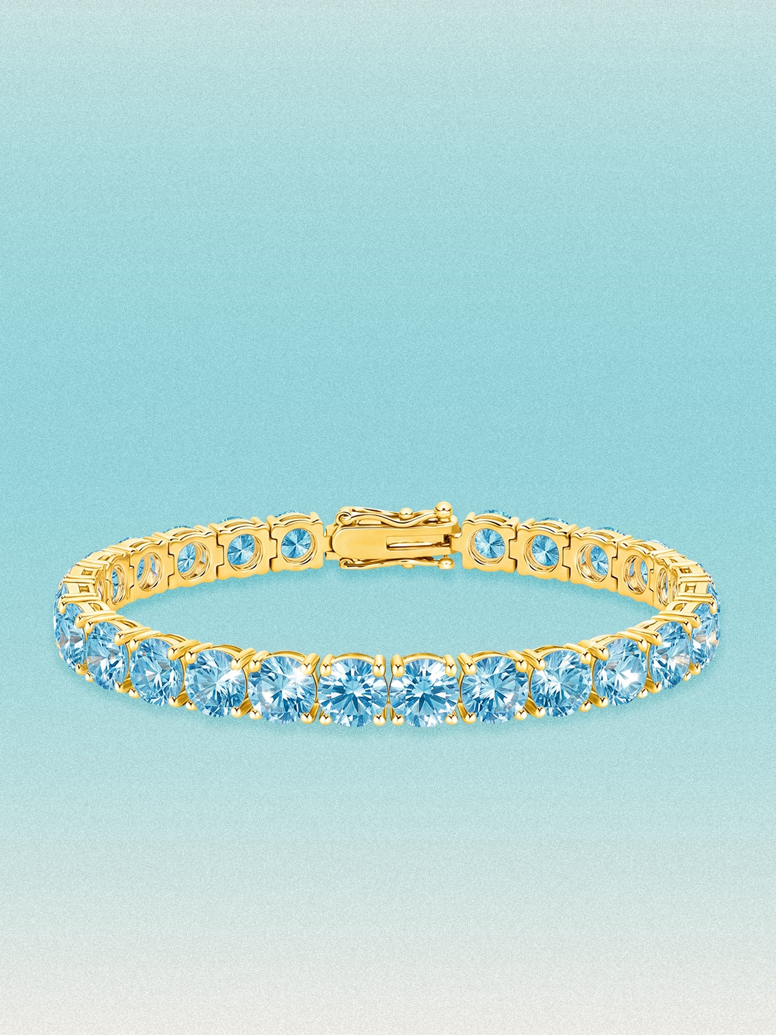 Fancy Blue 6.35mm (26.00 ctw) Round 4-Prong Lab Grown Diamond Tennis Bracelet
