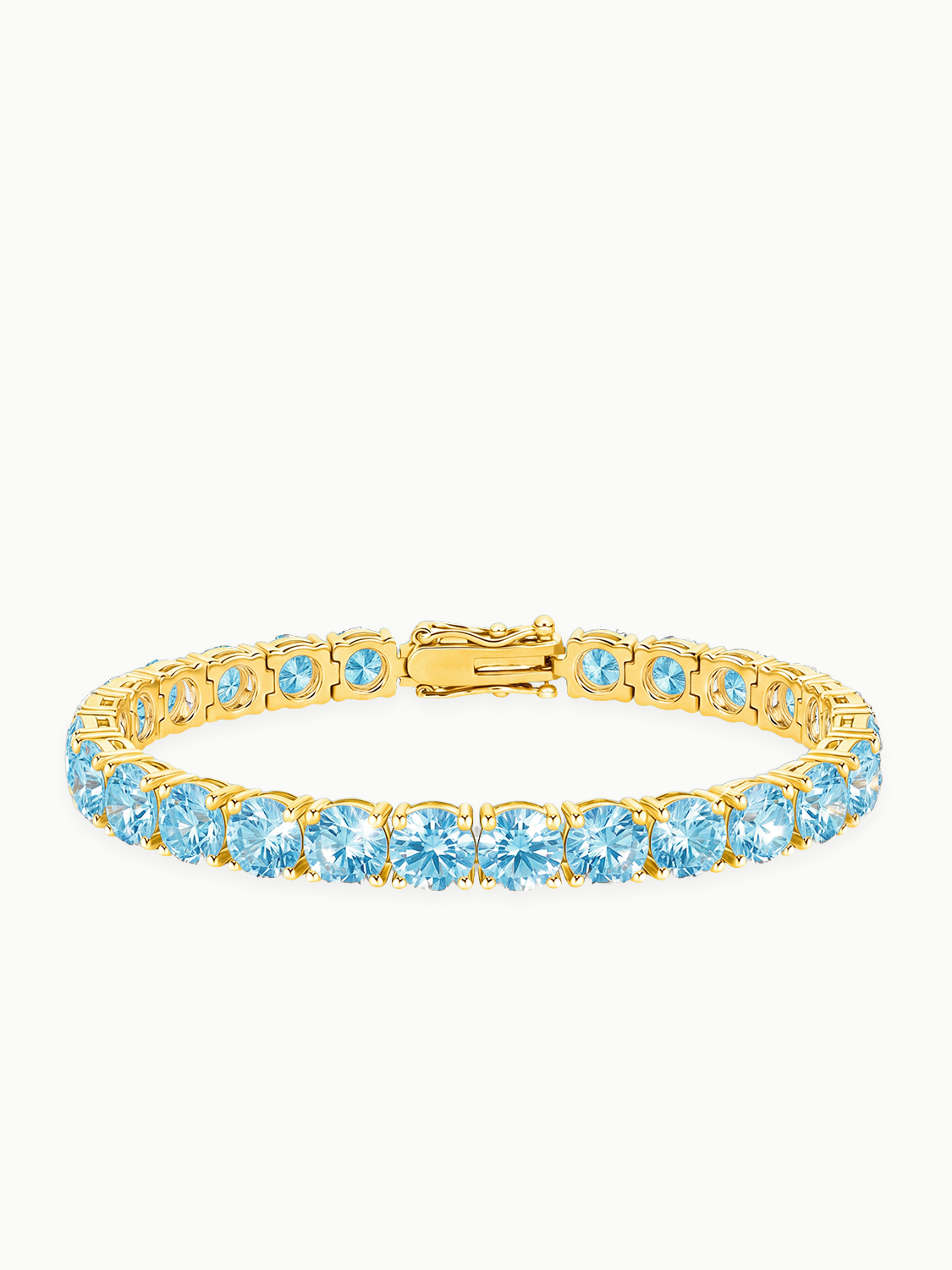 Fancy Blue 6.35mm (26.00 ctw) Round 4-Prong Lab Grown Diamond Tennis Bracelet