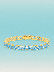 Fancy Blue 6.35mm (26.00 ctw) Round 4-Prong Lab Grown Diamond Tennis Bracelet