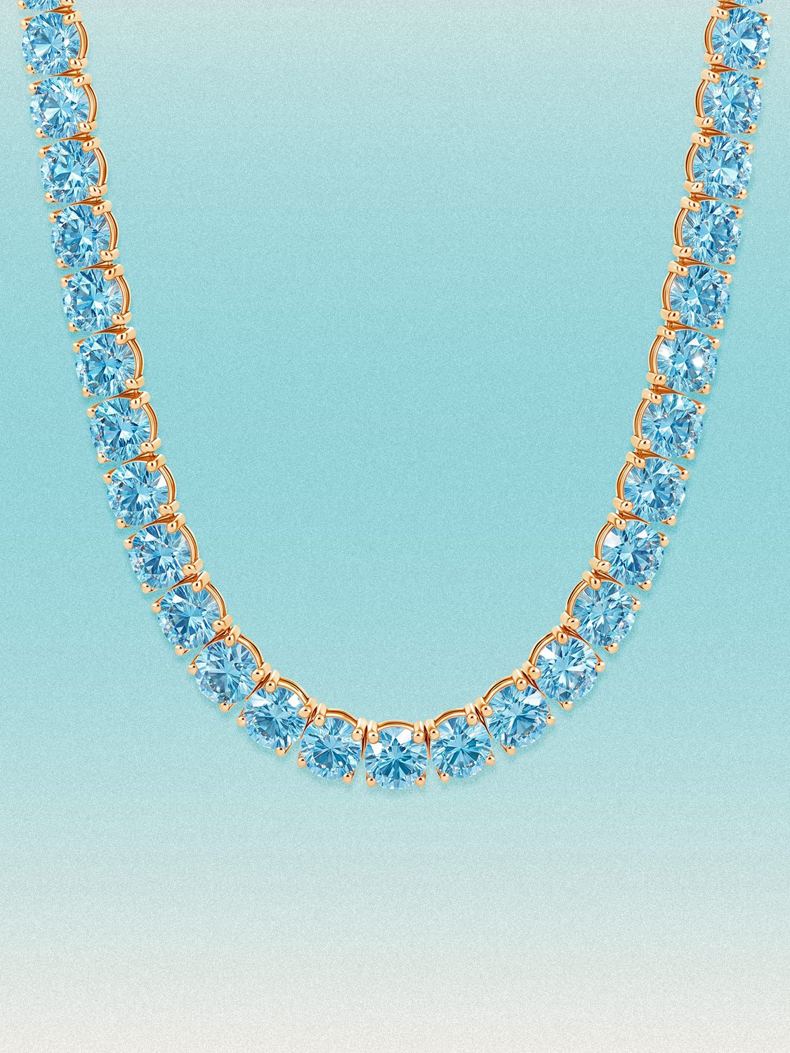 Fancy Blue 6.35mm (75.00 ctw) Round 4-Prong Lab Grown Diamond Tennis Necklace