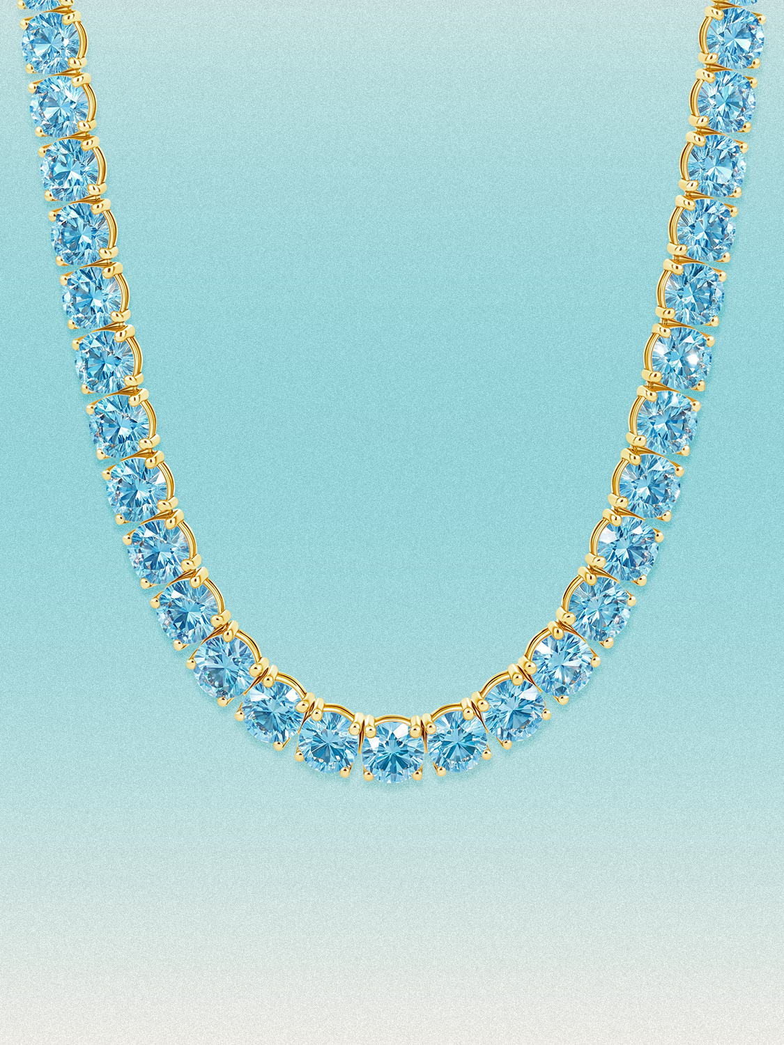Fancy Blue 6.35mm (75.00 ctw) Round 4-Prong Lab Grown Diamond Tennis Necklace
