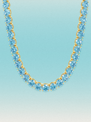 Fancy Blue 6.35mm (75.00 ctw) Round 4-Prong Lab Grown Diamond Tennis Necklace