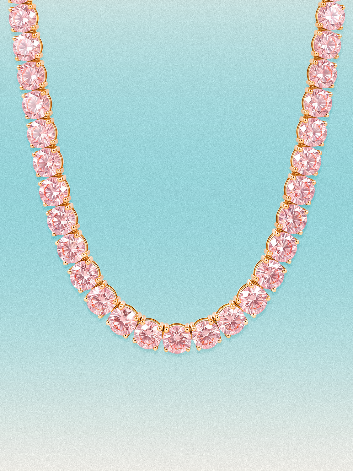 Fancy Pink 6.35mm (75.00 ctw) Round 4-Prong Lab Grown Diamond Tennis Necklace