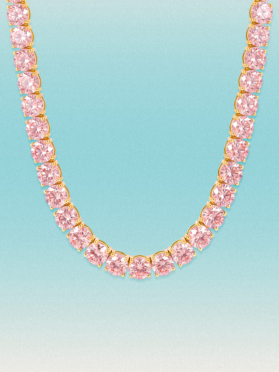 Fancy Pink 6.35mm (75.00 ctw) Round 4-Prong Lab Grown Diamond Tennis Necklace