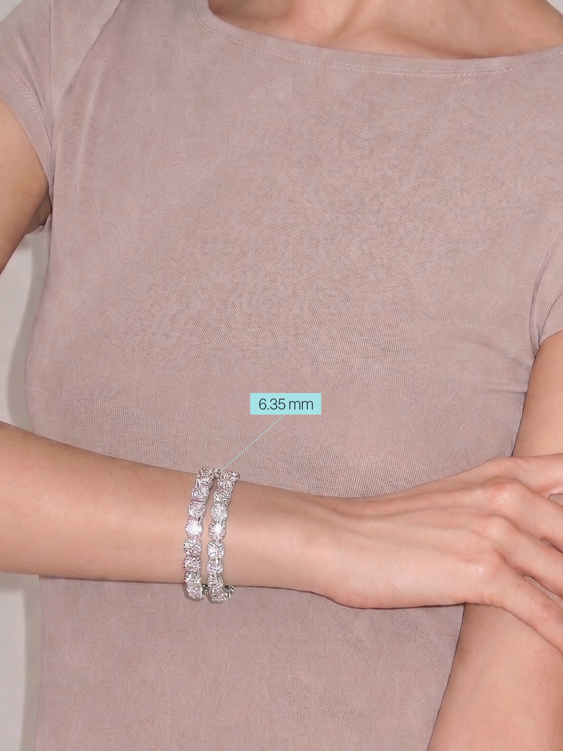 6.35mm Round 4-Prong Lab Grown Diamond Tennis Bracelet