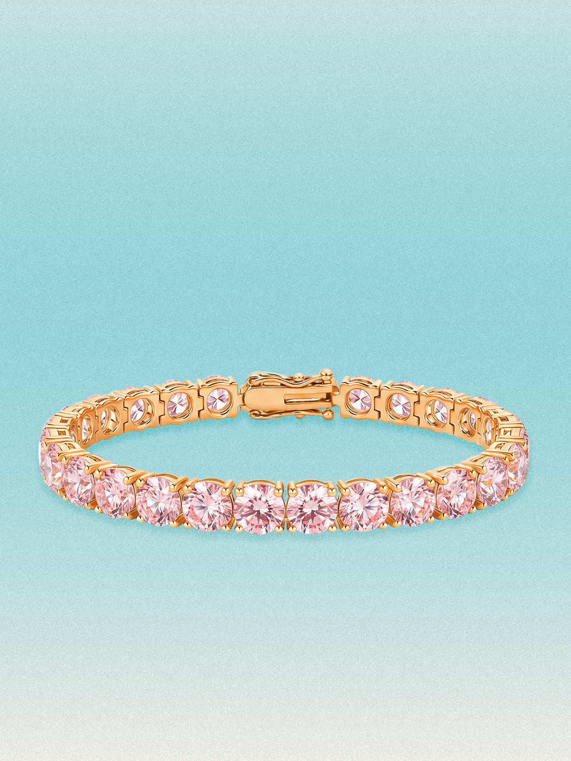 Fancy Pink 6.35mm (26.00 ctw) Round 4-Prong Lab Grown Diamond Tennis Bracelet