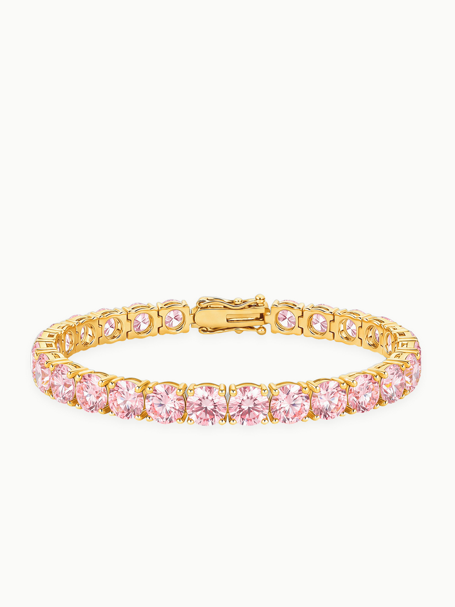 Fancy Pink 6.35mm (26.00 ctw) Round 4-Prong Lab Grown Diamond Tennis Bracelet